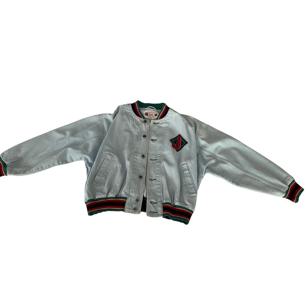686 Denim Jacket Vintage Style Varsity Bomber Jacket Patchwork Small
